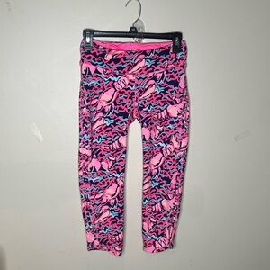 Lilly Pulitzer Luxletic Crop Leggings In Lobstah Roll Pink 21” Women’s Size S